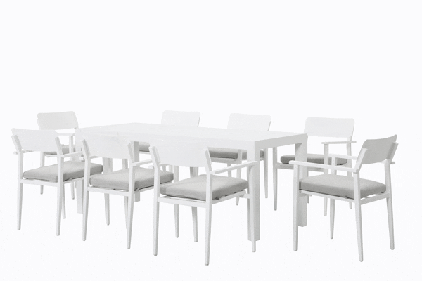 Hope- Azura Ext. 9pc Rect.. Dining Sets - White