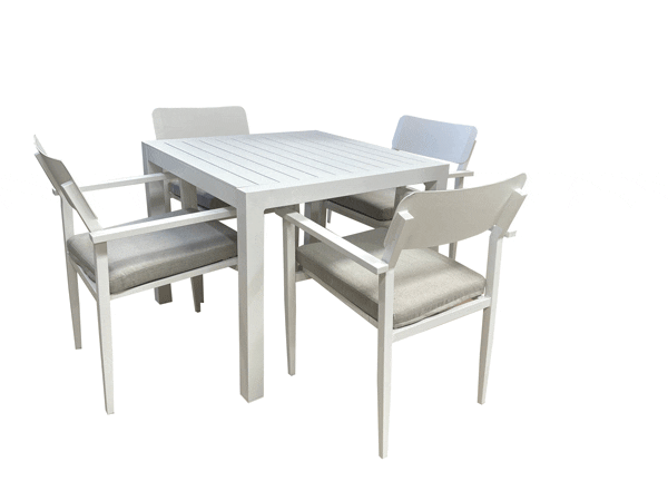 Hope- Portsea 5pc 900mm Sq Dining set - White