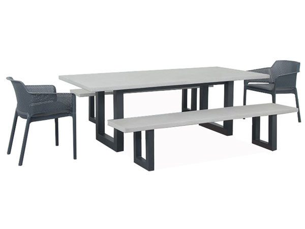 Portland 5pc Combo Set 2200 x 1000mm Table - Gunmetal