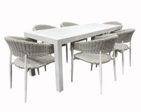 Woven-Azura Ext. 7pc Dining Sets - White / White