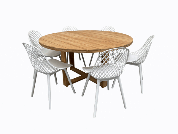 Rose-Teakline Round 7pc sets - white