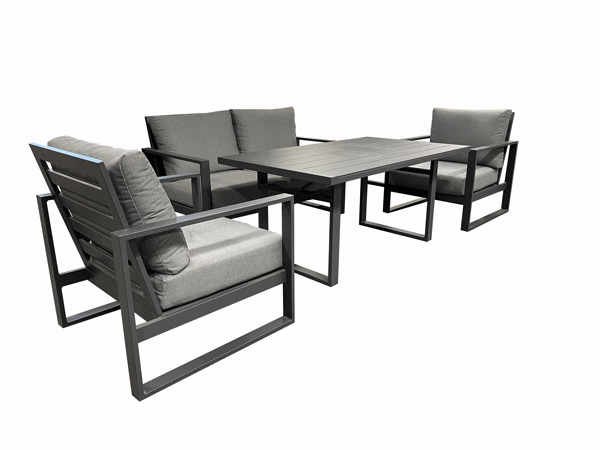Torquay 4pc Double Cafe Set Gunmetal