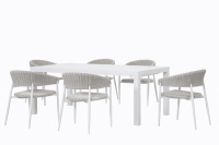 Woven-Azura Ext. 7pc Dining Sets - White / White
