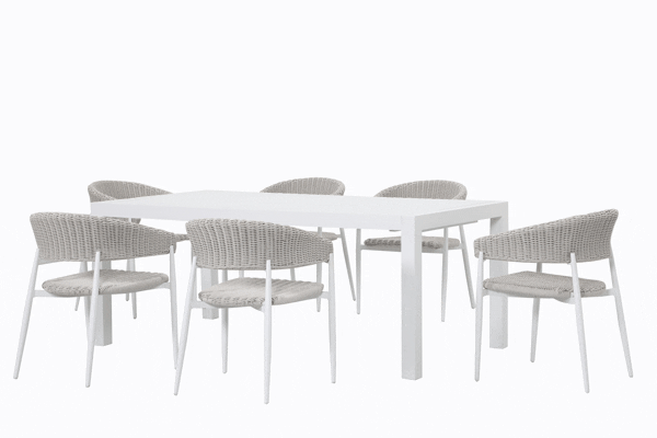 Woven-Azura Ext. 7pc Dining Sets - White / White - Image 2