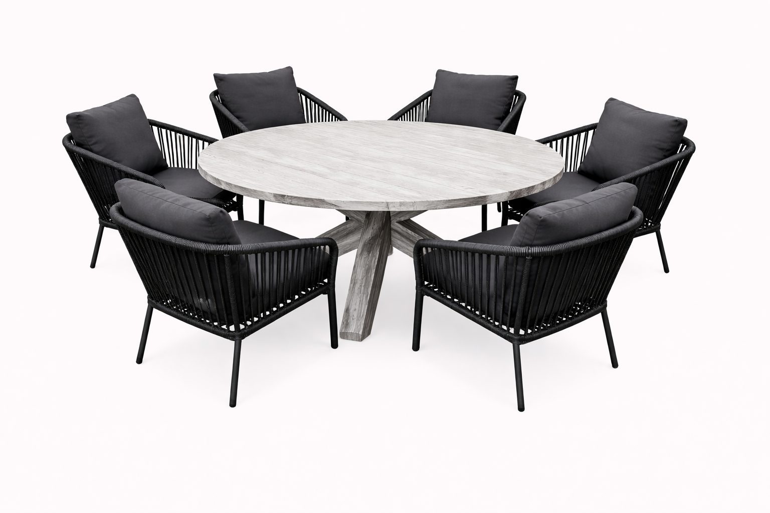 Java Lounge chair Bolsena Low Round Teak Table 7pc