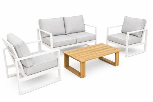 Torquay 4pc 2 Seat Sofa -Teak Coffee TBL - WHITE