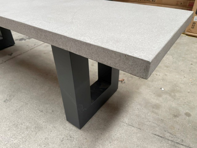 Portland 3pc Bench Set 2200 x 1000mm Table Gunmetal - Image 6