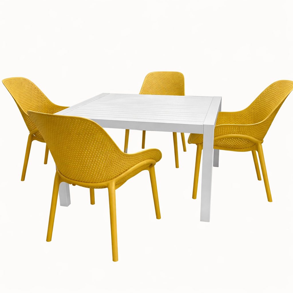 Manhattan Low Dining sets / Mustard x 4 Dove Table