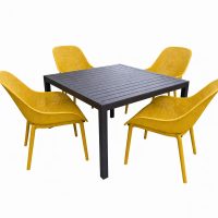 Manhattan Low Dining sets / Mustard x 4 Gunmetal Table